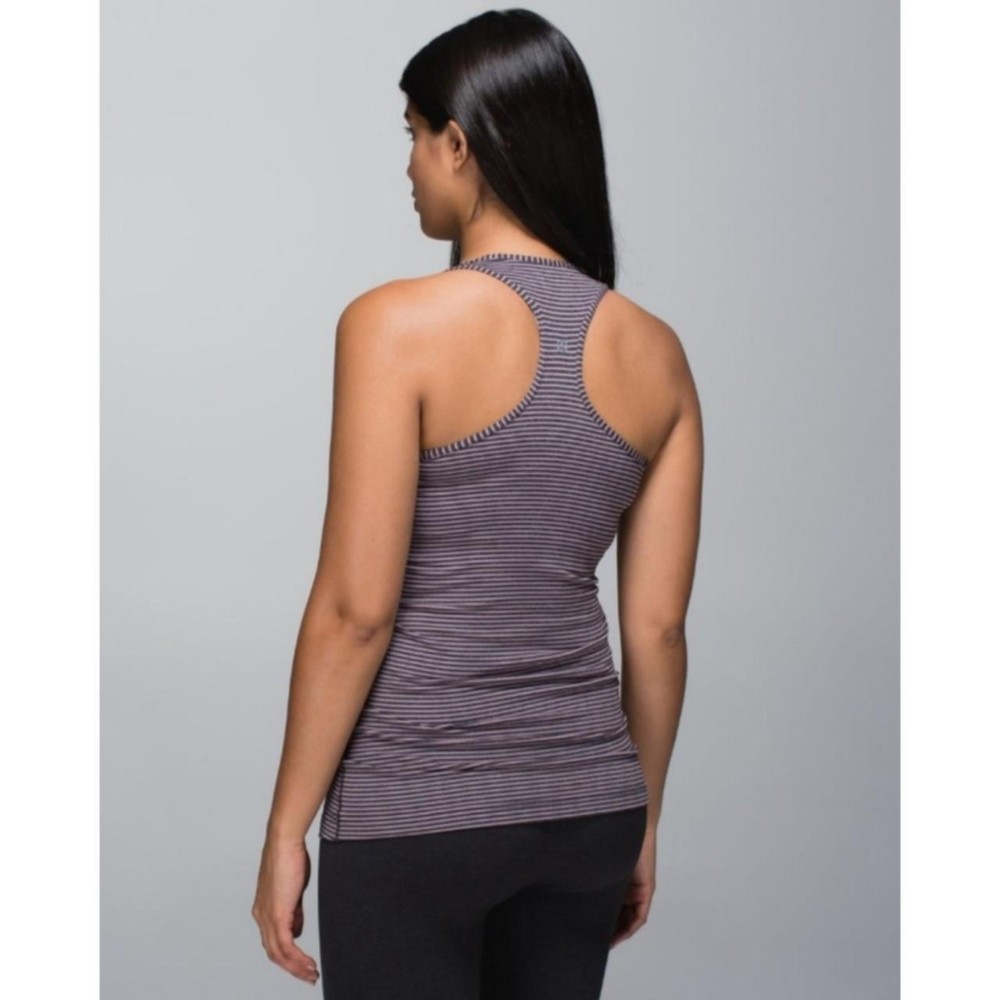 Lululemon Athletica Cool Racer Tank Top Gray Pink Striped Small Medium - Picture 1 of 6